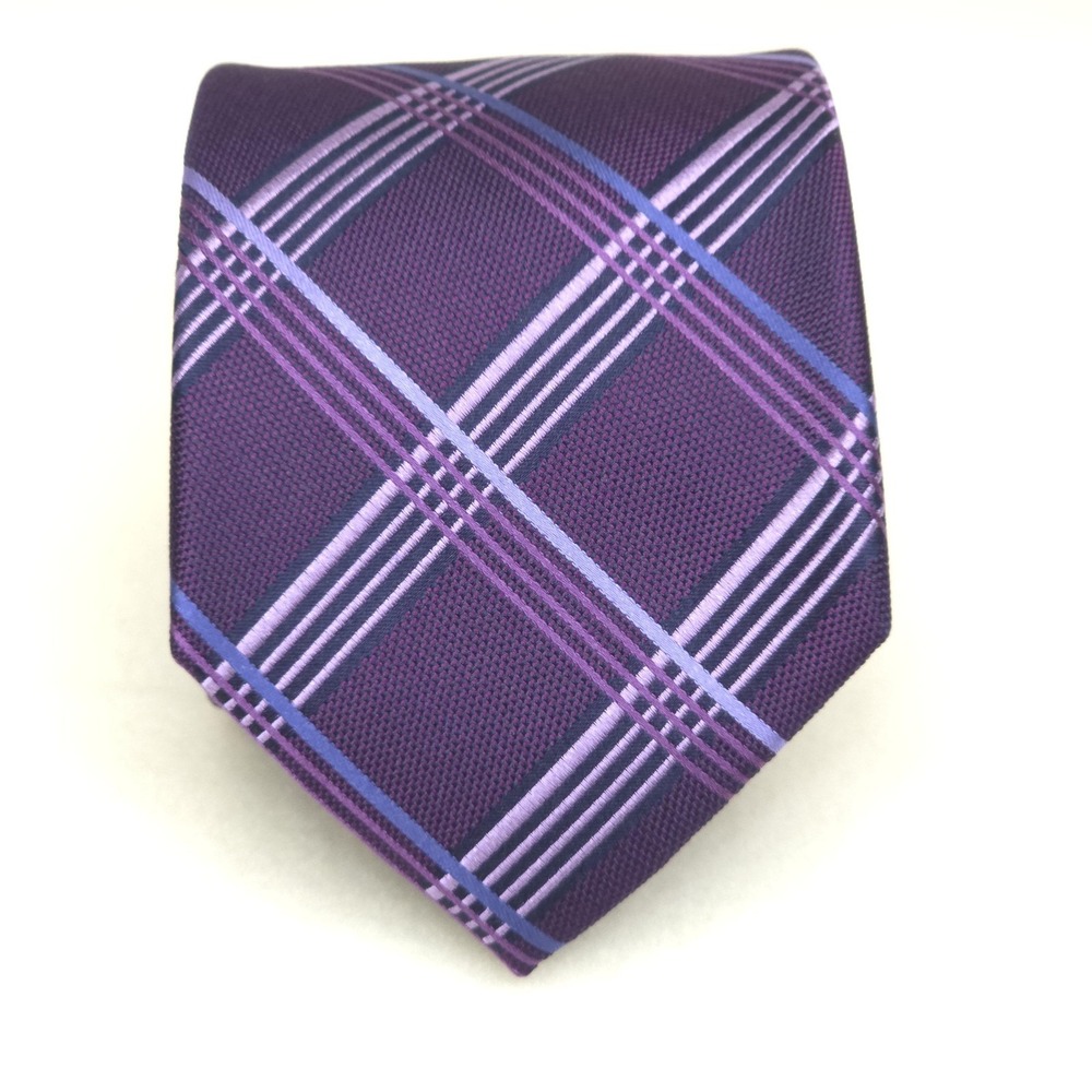 Jos A Bank Reserve Tie Mens One Size Purple Silk Plaid Check Dress Power Necktie